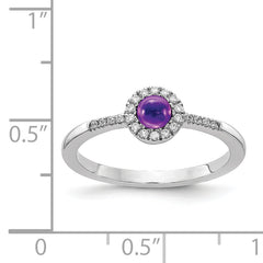 14k White Gold Diamond and Cabochon Amethyst Ring