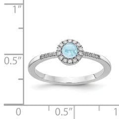 14k White Gold Diamond and Cabochon Aquamarine Ring