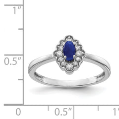 14k White Gold Diamond and Oval Cabochon Sapphire Ring