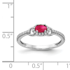 14k White Gold Diamond and Cabochon Ruby Ring