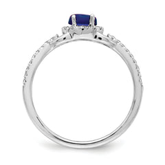 14k White Gold Diamond and Cabochon Sapphire Ring