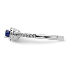 14k White Gold Diamond and Cabochon Sapphire Ring