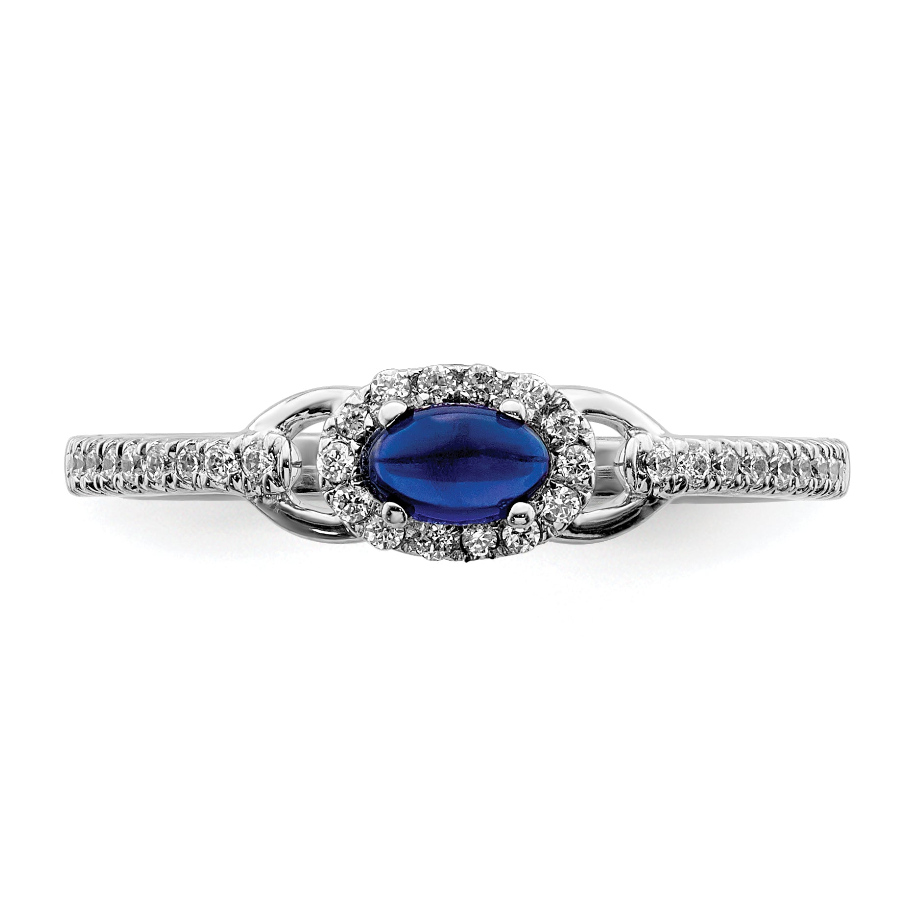 14k White Gold Diamond and Cabochon Sapphire Ring