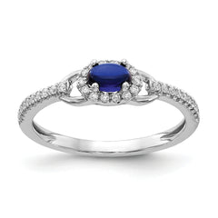 14k White Gold Diamond and Cabochon Sapphire Ring