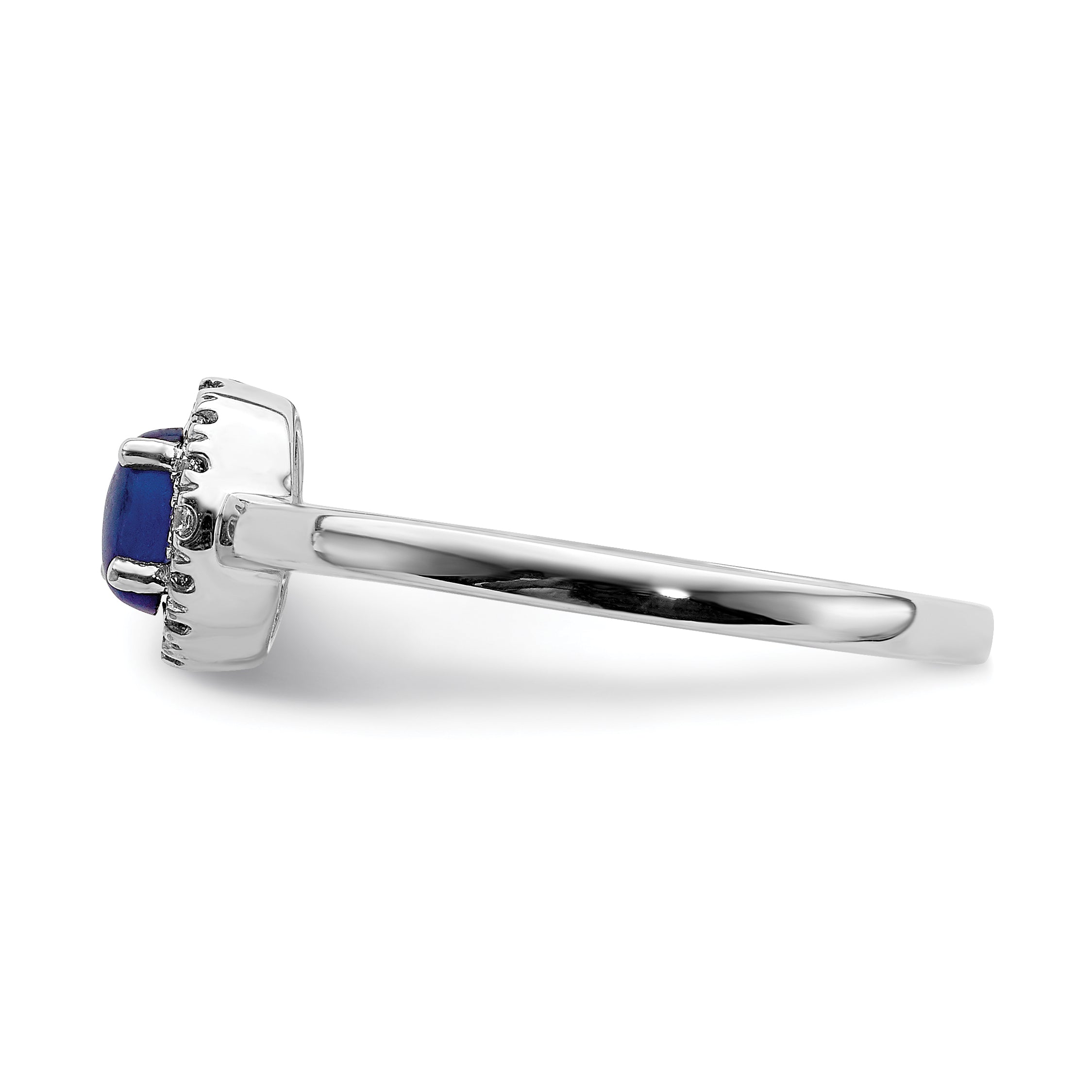 14k White Gold Diamond and Oval Cabochon Sapphire Ring