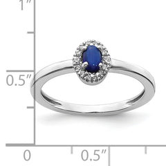 14k White Gold Diamond and Oval Cabochon Sapphire Ring