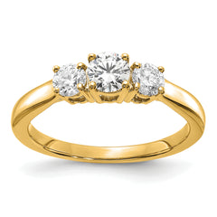 14K Gold Lab Grown Diamond SI1/SI2, G H I, 3-Stone Complete Engagement Ring