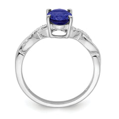 14k White Gold Oval Sapphire and Diamond Ring