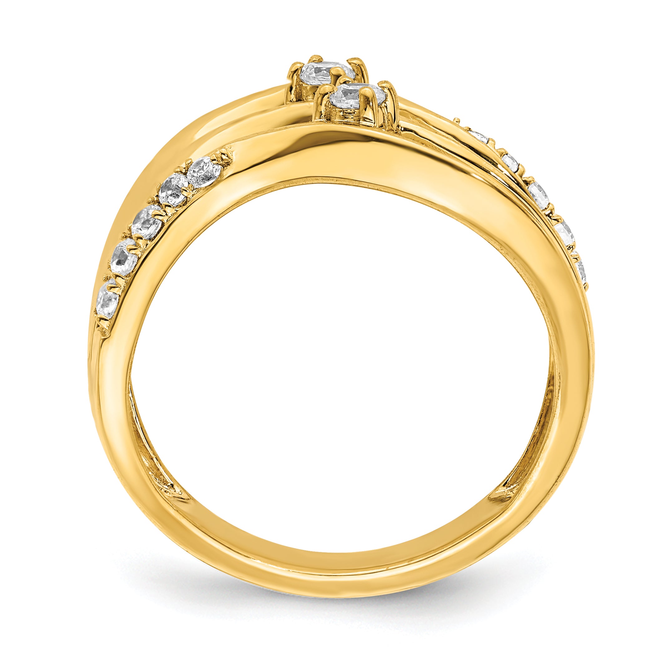 14k 3-row Wavy Diamond Ring