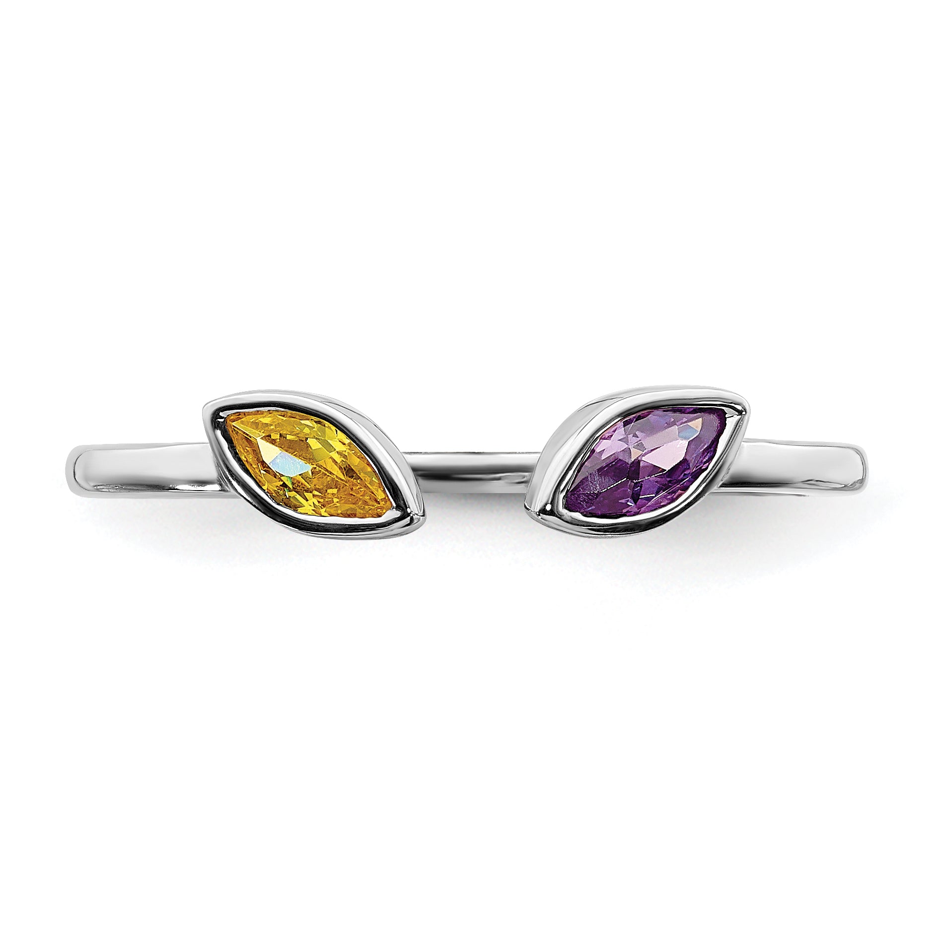 14k White Gold Marquise Amethyst and Citrine Ring