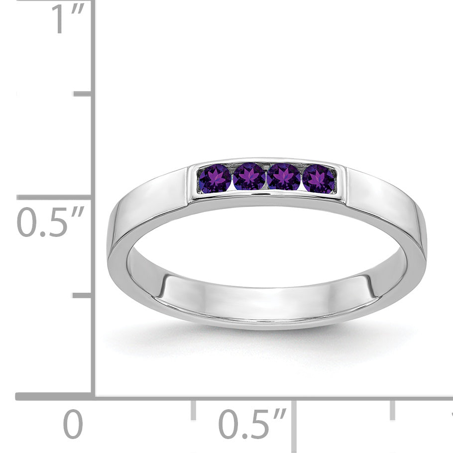 14k White Gold 4-stone Amethyst Band