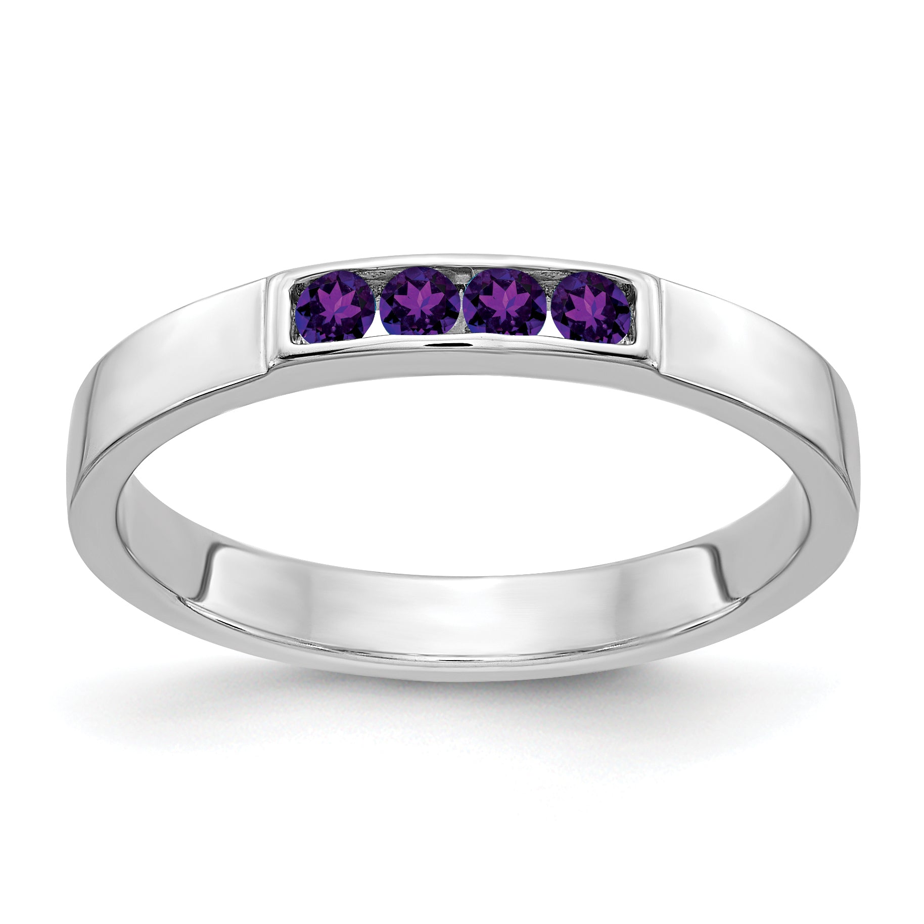 14k White Gold 4-stone Amethyst Band