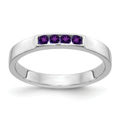 14k White Gold 4-stone Amethyst Band