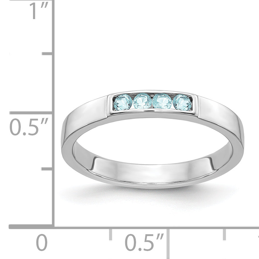 14k White Gold 4-stone Blue Topaz Band