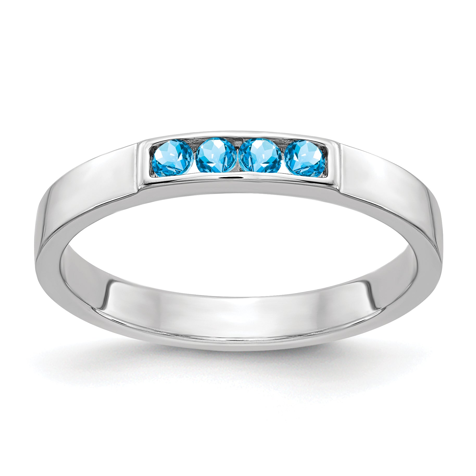 14k White Gold 4-stone Blue Topaz Band