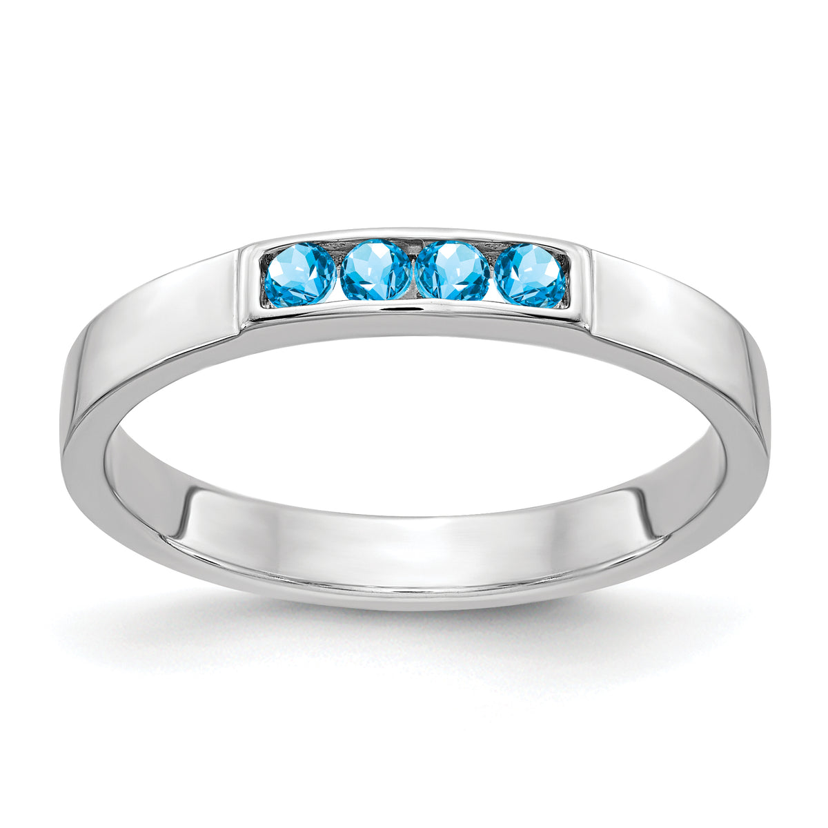 14k White Gold 4-stone Blue Topaz Band