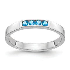 14k White Gold 4-stone Blue Topaz Band