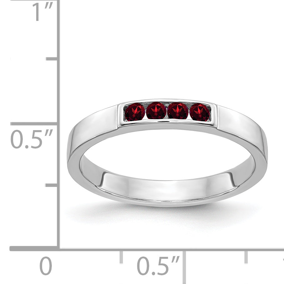 14k White Gold 4-stone Garnet Band