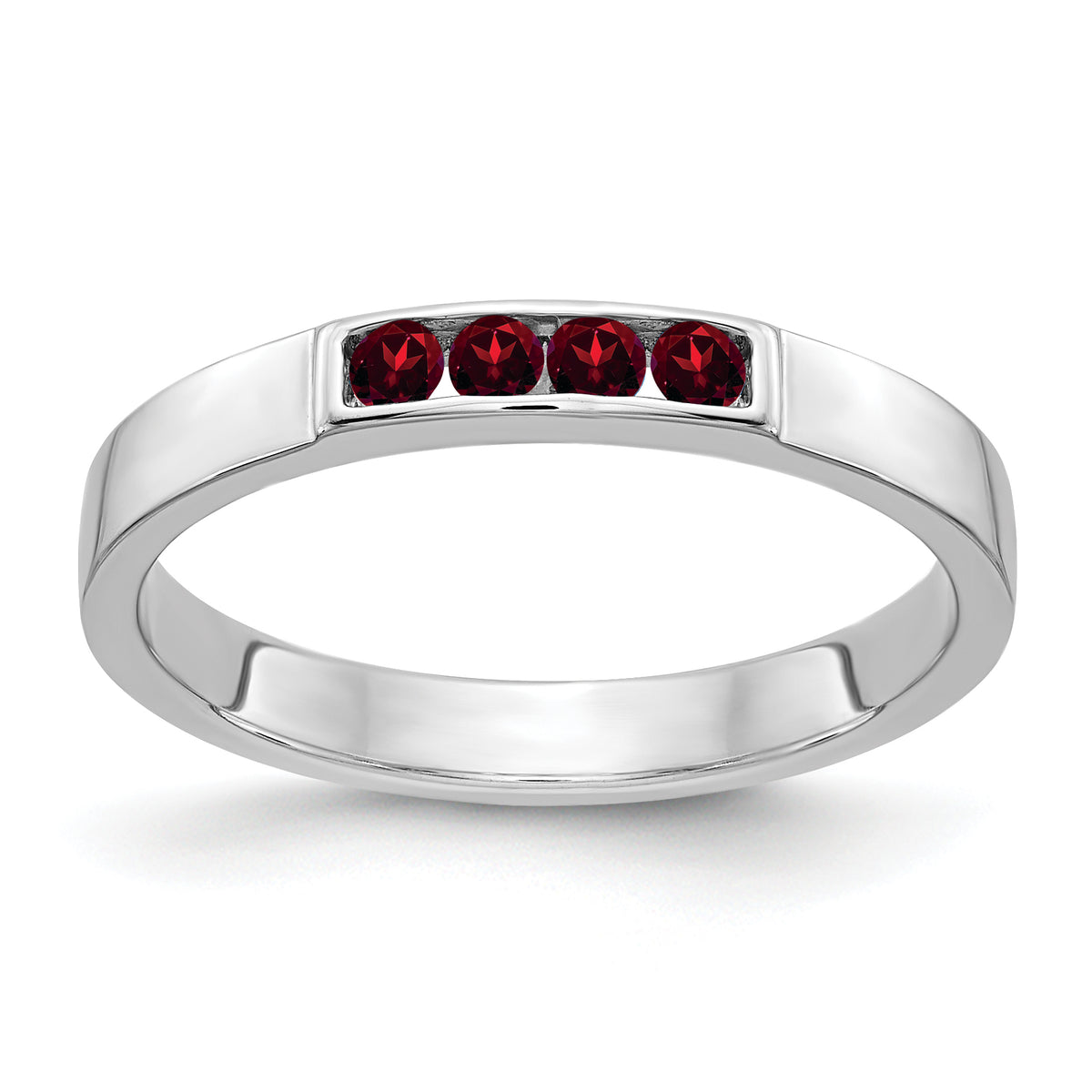 14k White Gold 4-stone Garnet Band