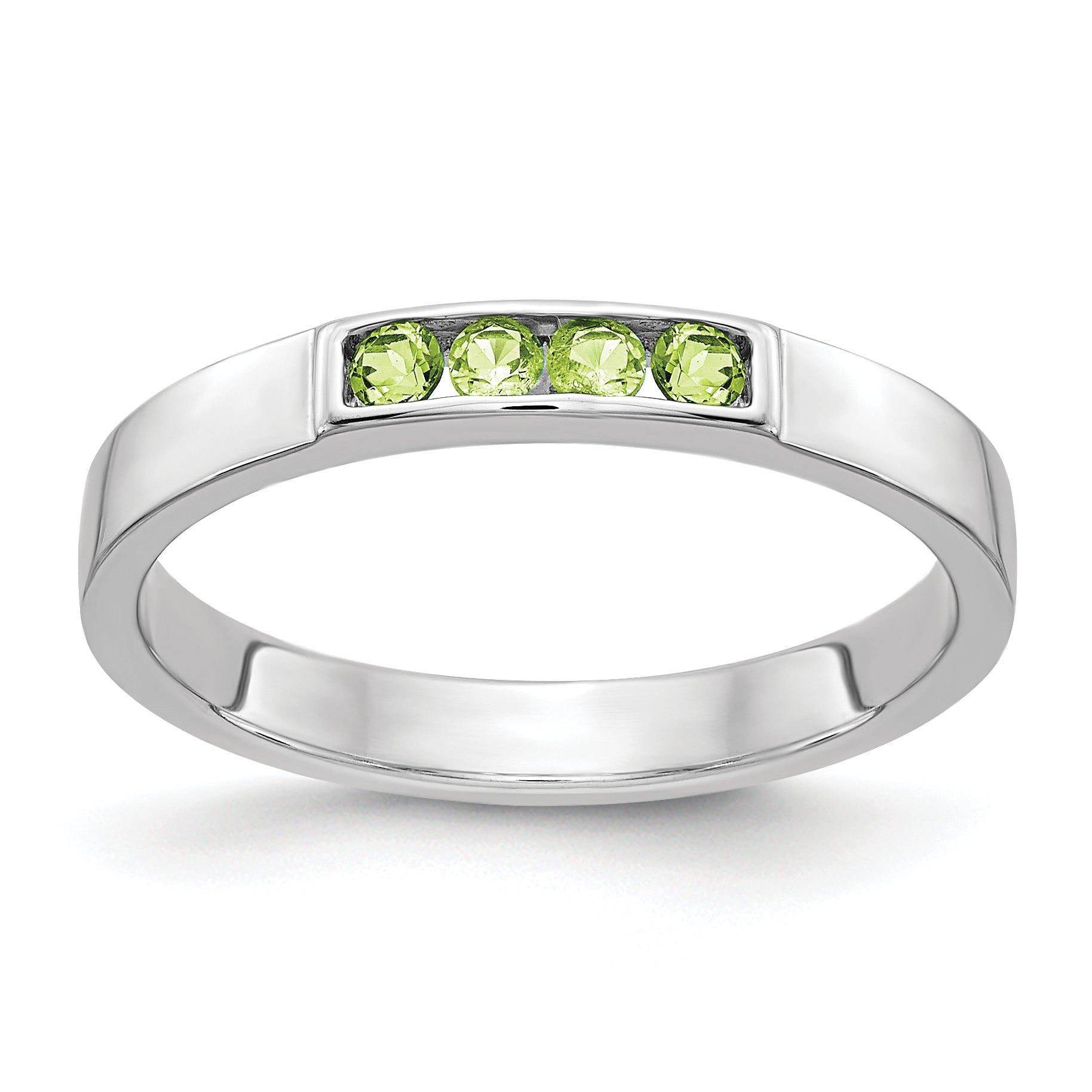 14k White Gold 4-stone Peridot Band