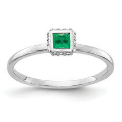 14k White Gold Diamond and Princess Emerald Ring