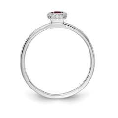 14k White Gold Diamond and Princess Ruby Ring