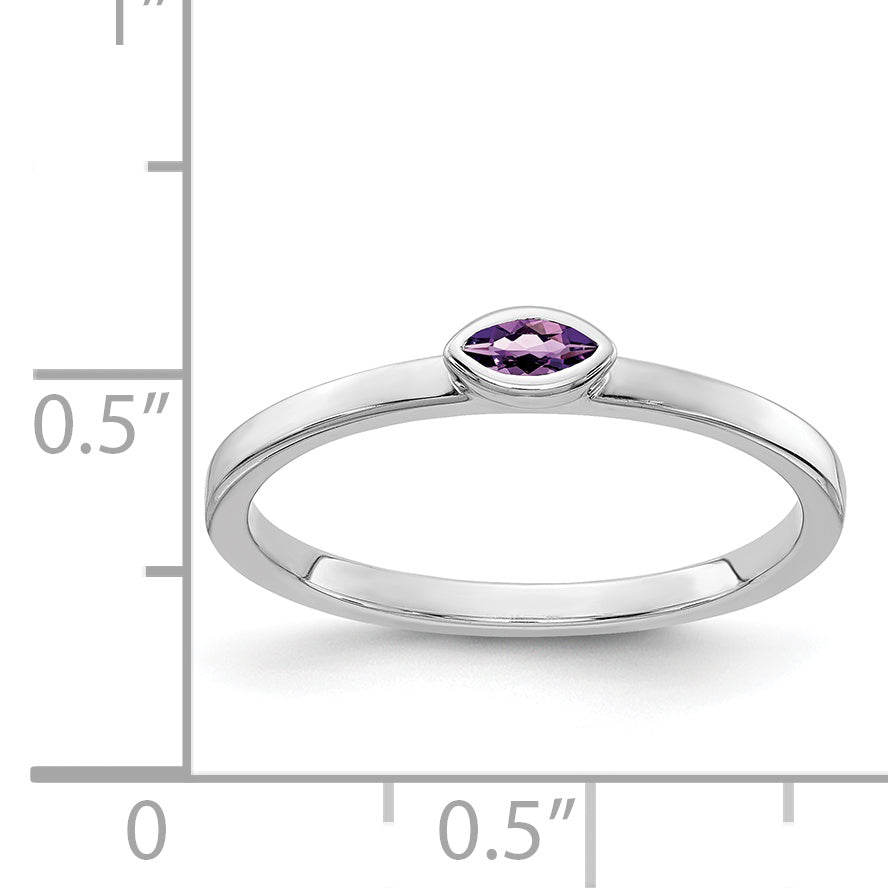 14k White Gold Bezel-set Marquise Amethyst Ring