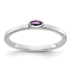 14k White Gold Bezel-set Marquise Amethyst Ring