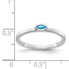 14k White Gold Bezel-set Marquise Blue Topaz Ring