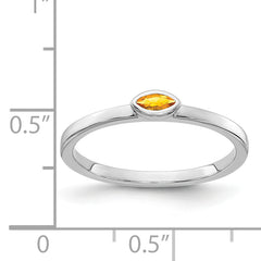 14k White Gold Bezel-set Marquise Citrine Ring