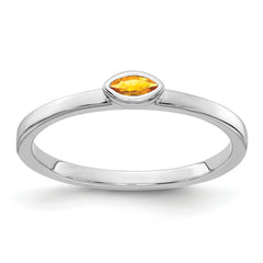 14k White Gold Bezel-set Marquise Citrine Ring