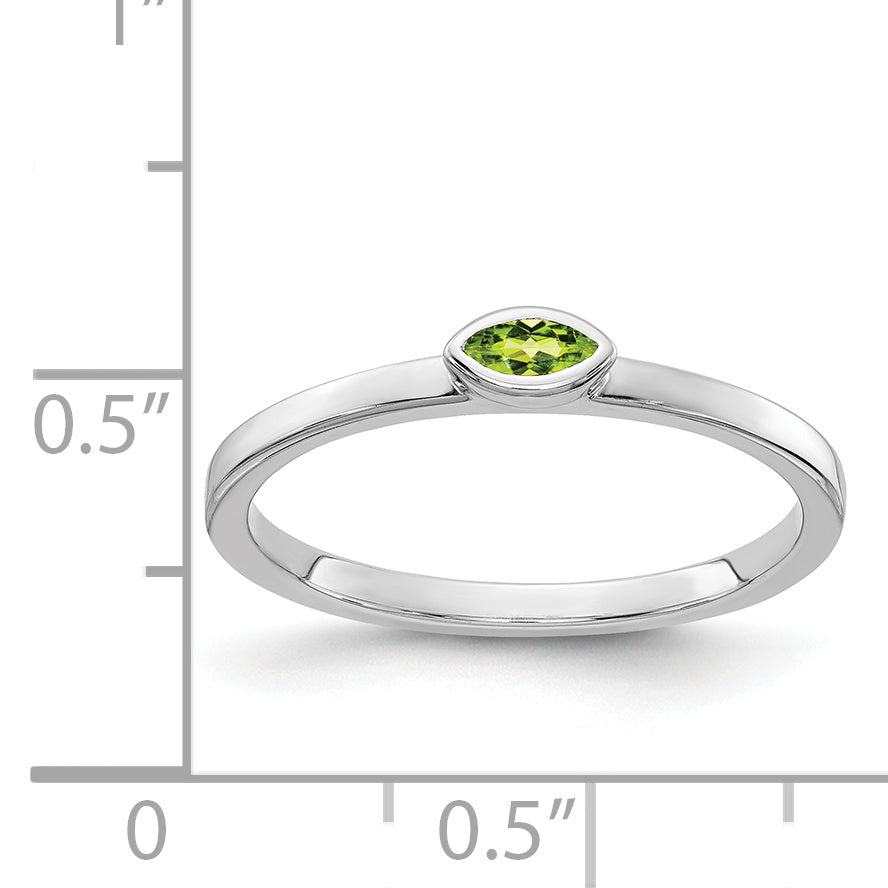 14k White Gold Bezel-set Marquise Peridot Ring