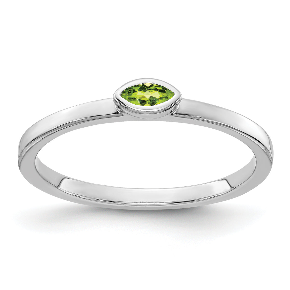 14k White Gold Bezel-set Marquise Peridot Ring