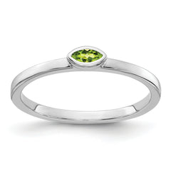 14k White Gold Bezel-set Marquise Peridot Ring