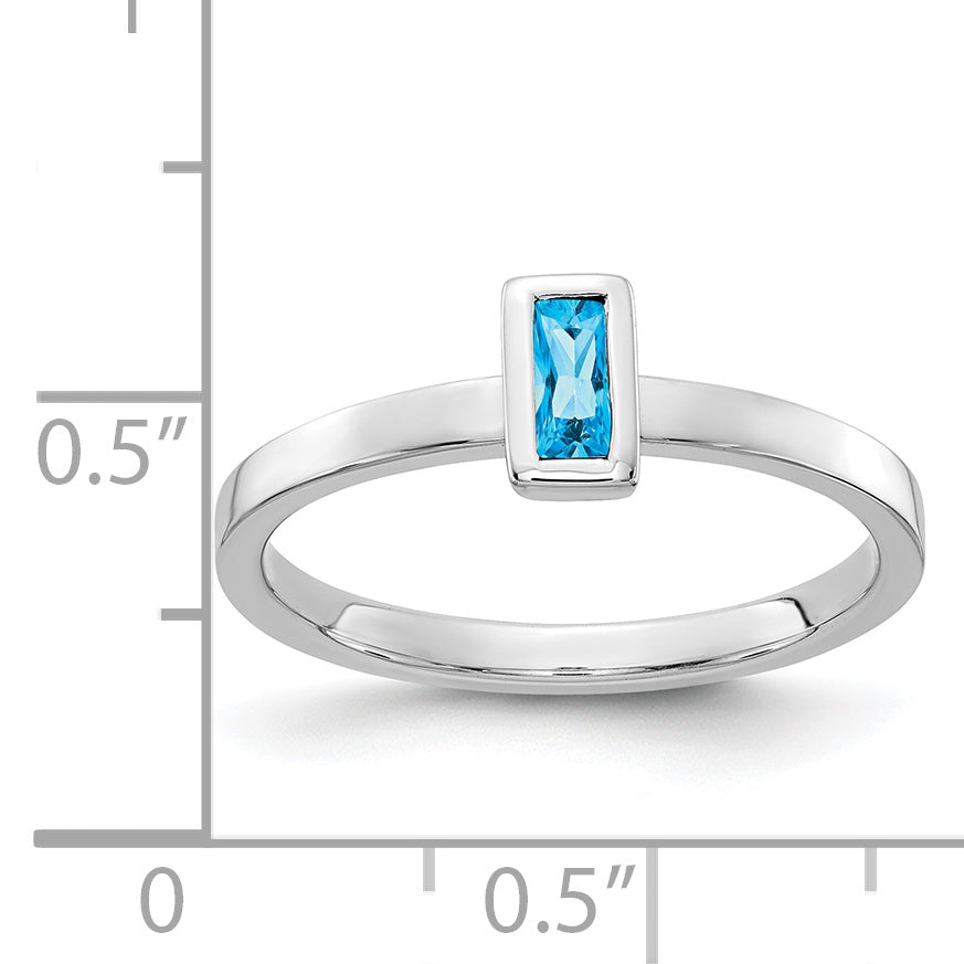 14k White Gold Bezel-set Blue Topaz Ring