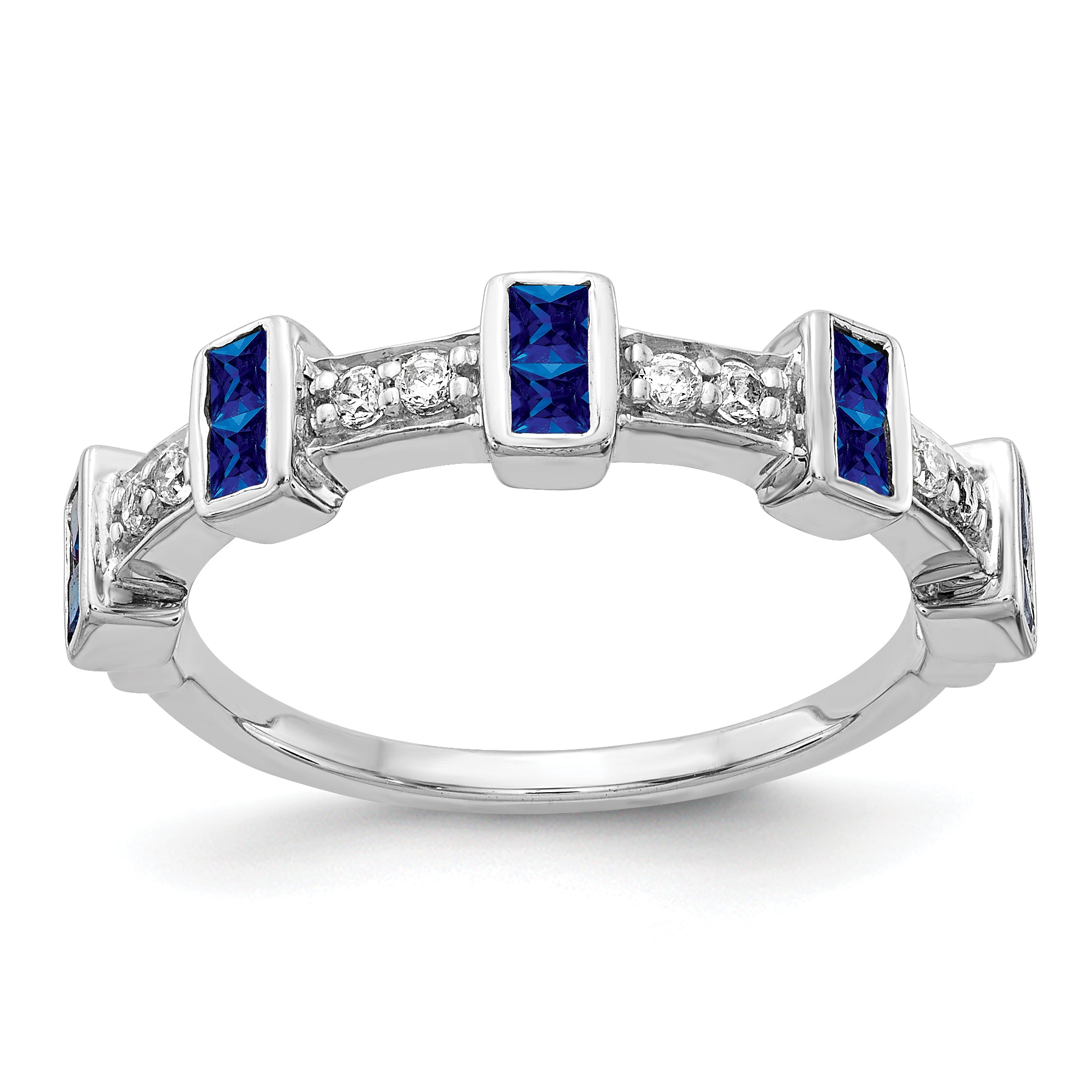 14k White Gold Fancy Diamond and Sapphire Ring