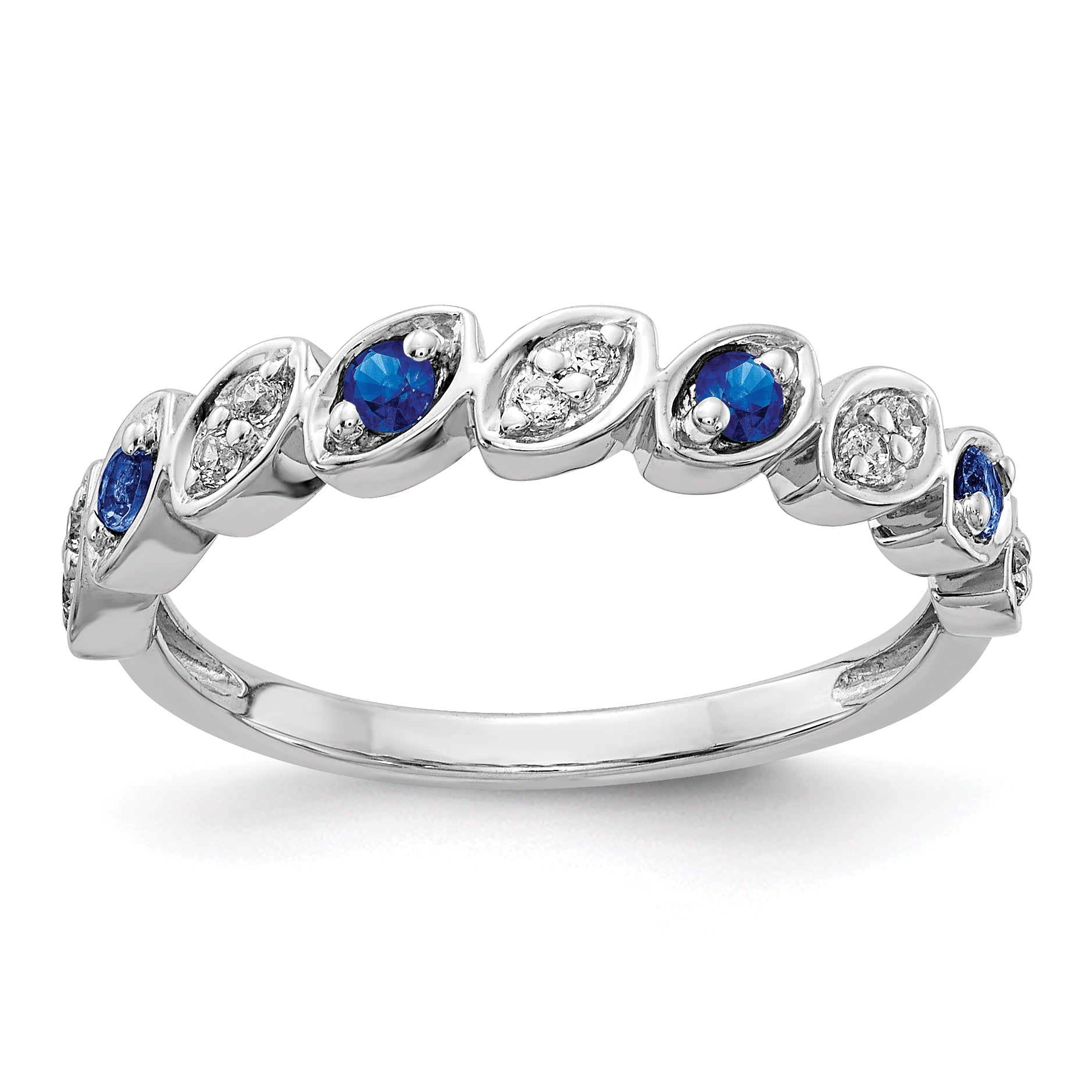 14k White Gold Fancy Diamond and Sapphire Ring