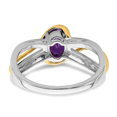 14k Two-tone Diamond and Oval Amethyst Twist Ring