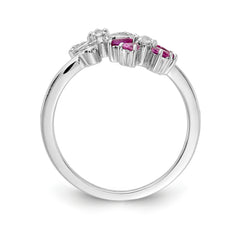 14k White Gold Diamond and Pink Tourmaline Flower Ring