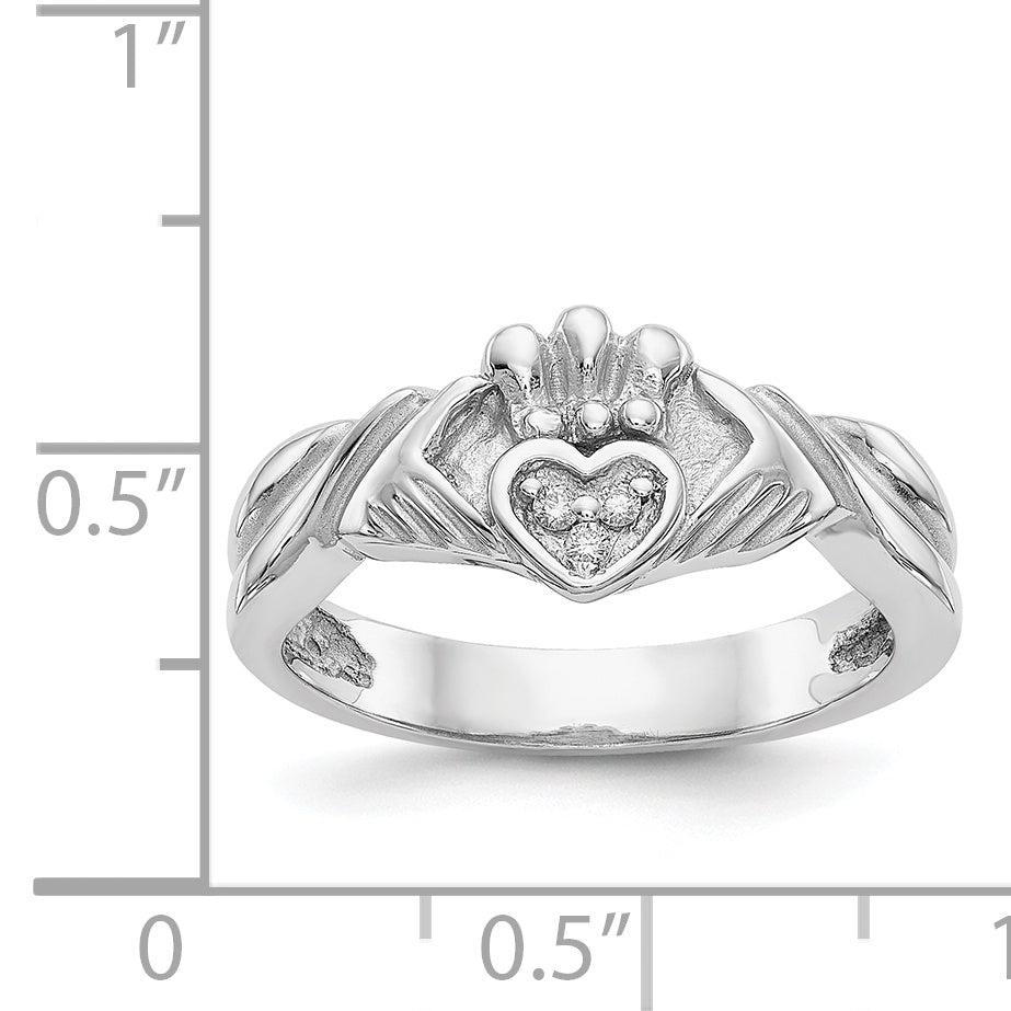 14KW 1/20ct AA Diamond Claddagh Ring