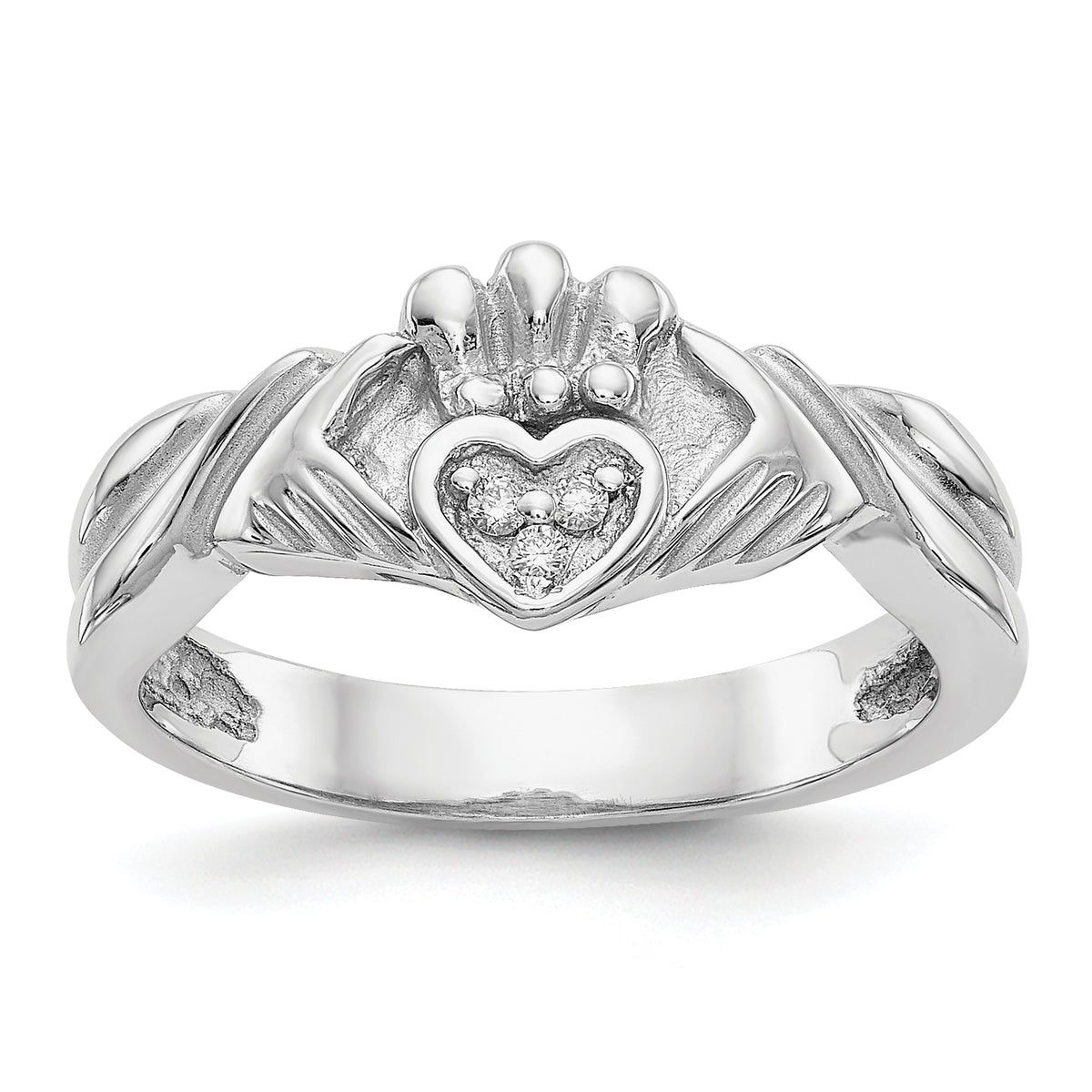 14KW 1/20ct AA Diamond Claddagh Ring