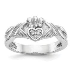 14KW 1/20ct AA Diamond Claddagh Ring