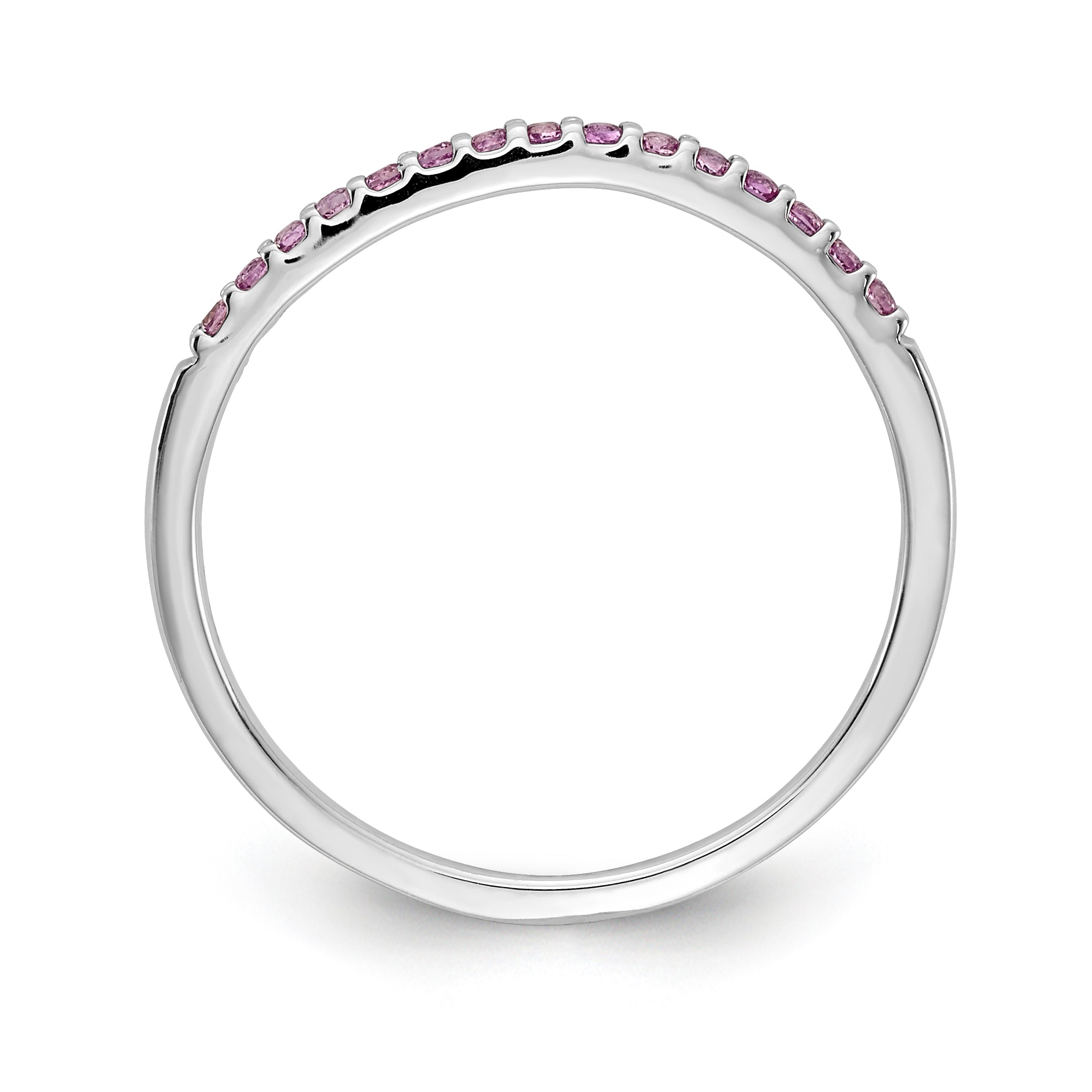 14k White Gold Pink Sapphire Band