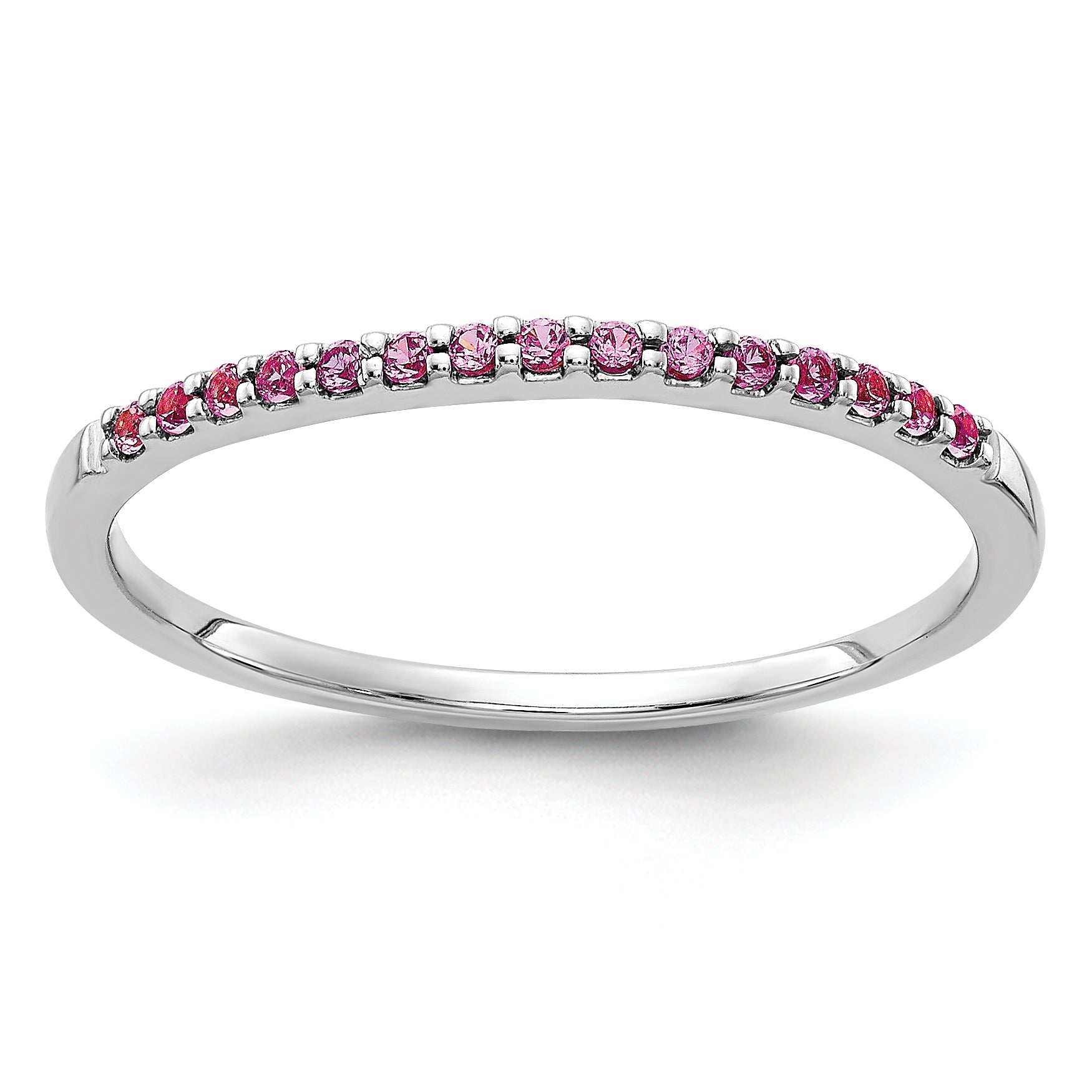 14k White Gold Pink Sapphire Band