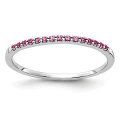 14k White Gold Pink Sapphire Band