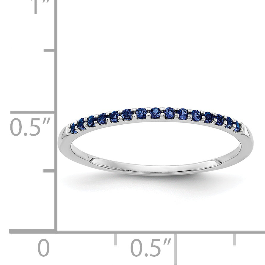 14k White Gold Blue Sapphire Band