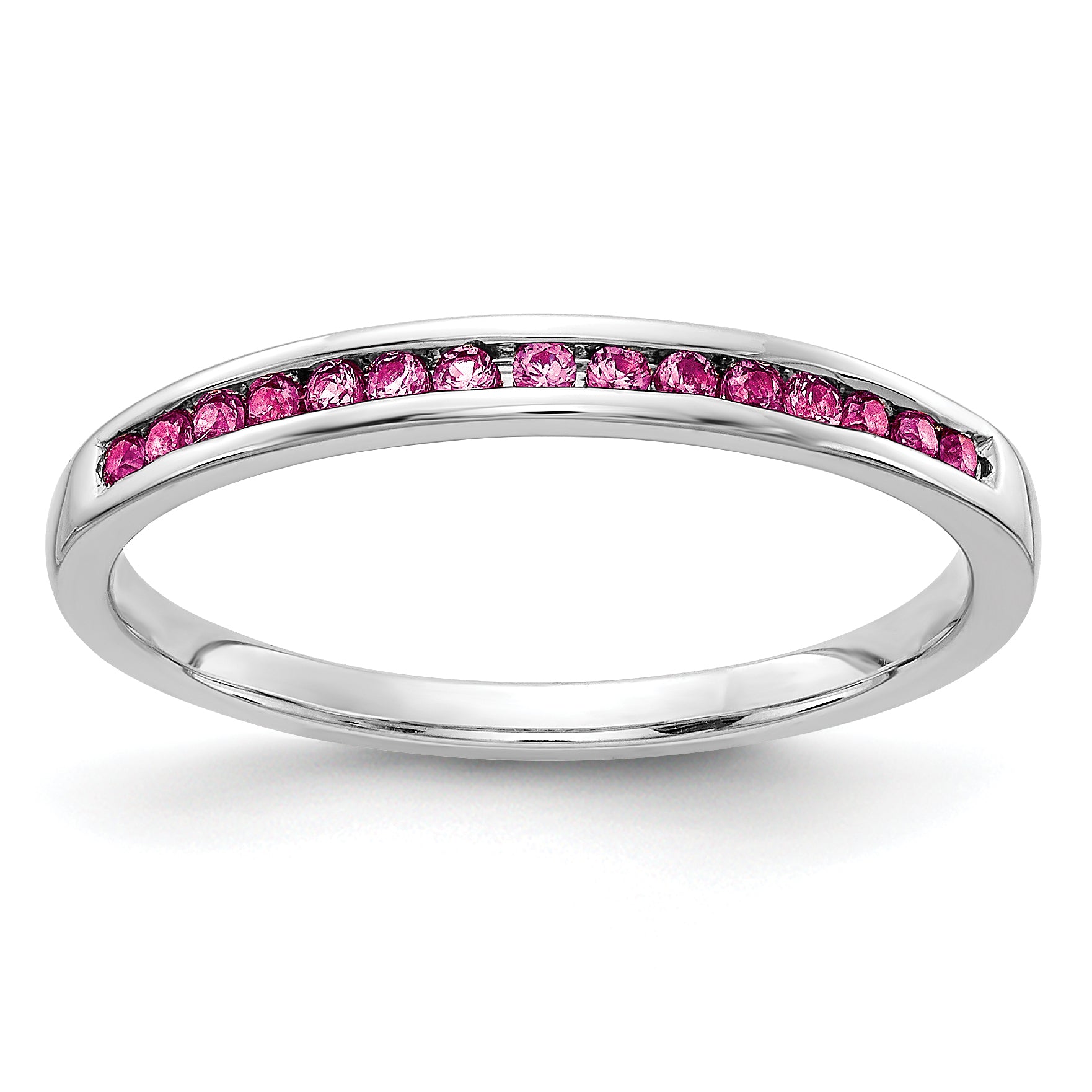 14k White Gold Pink Sapphire Channel Band