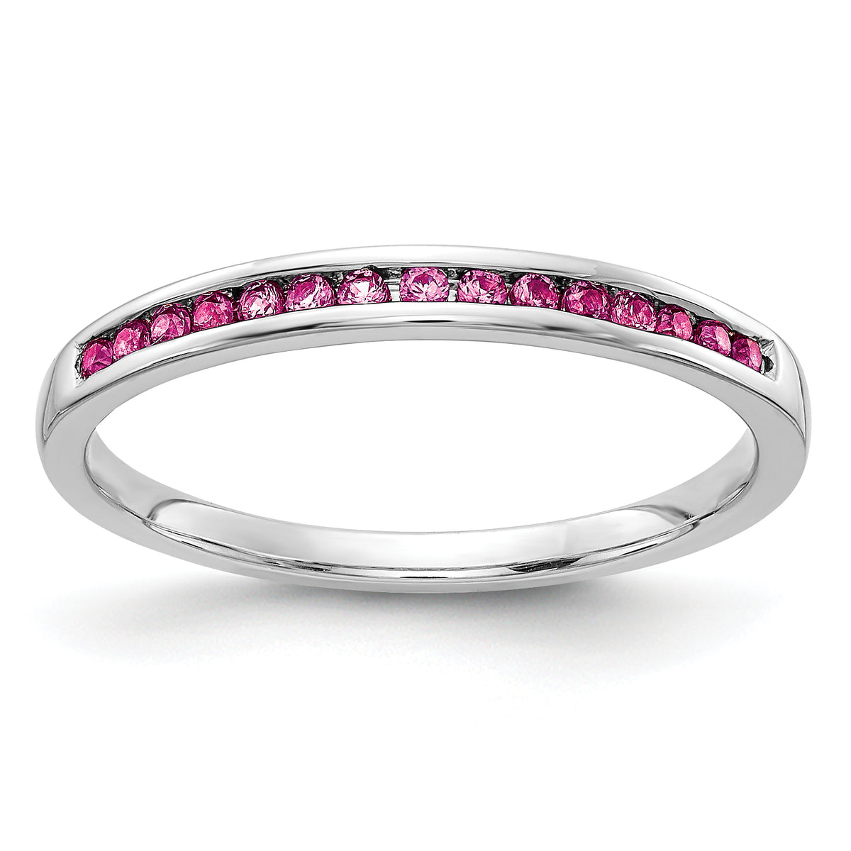 14k White Gold Pink Sapphire Channel Band