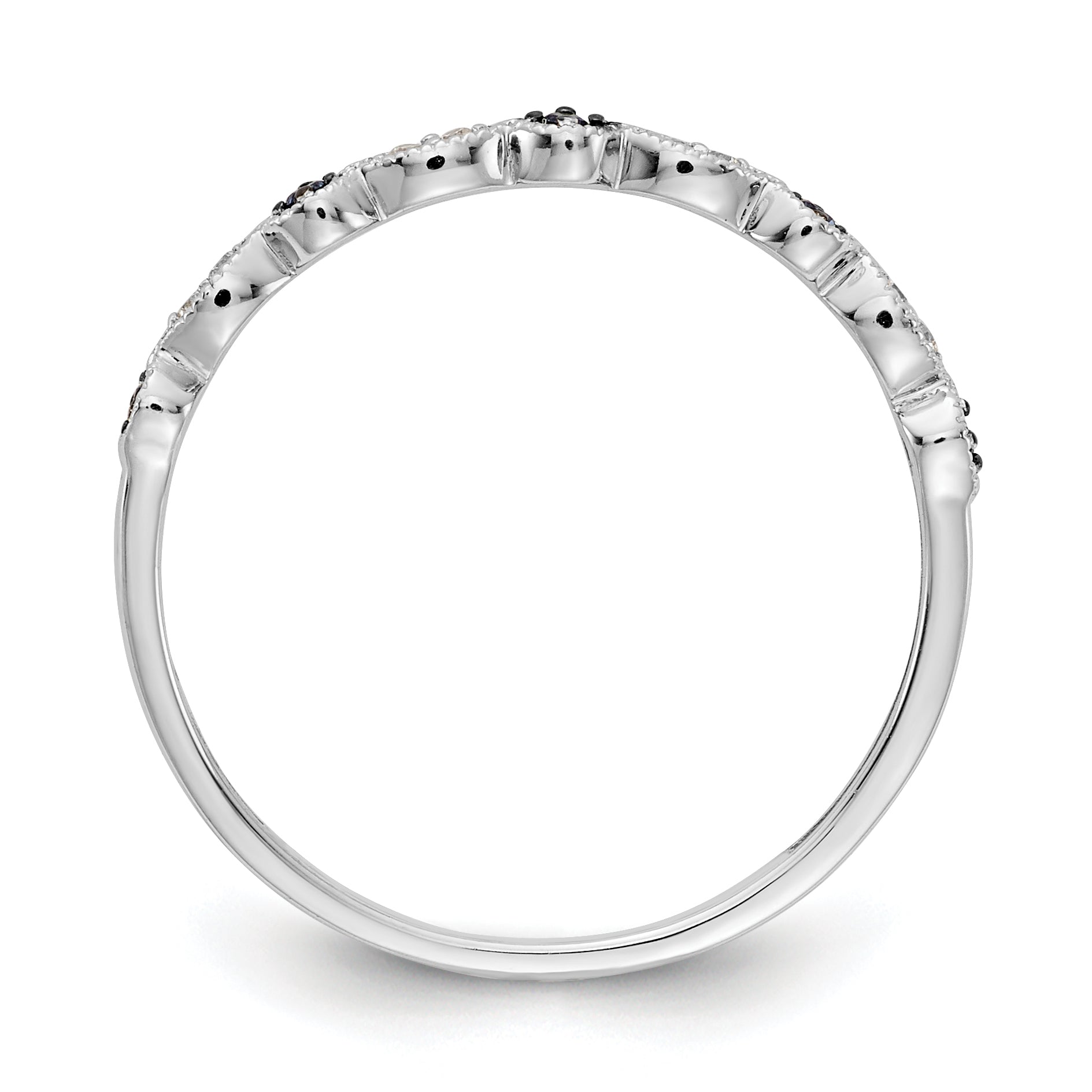 10k White Gold Blue/White Diamond Fancy Band