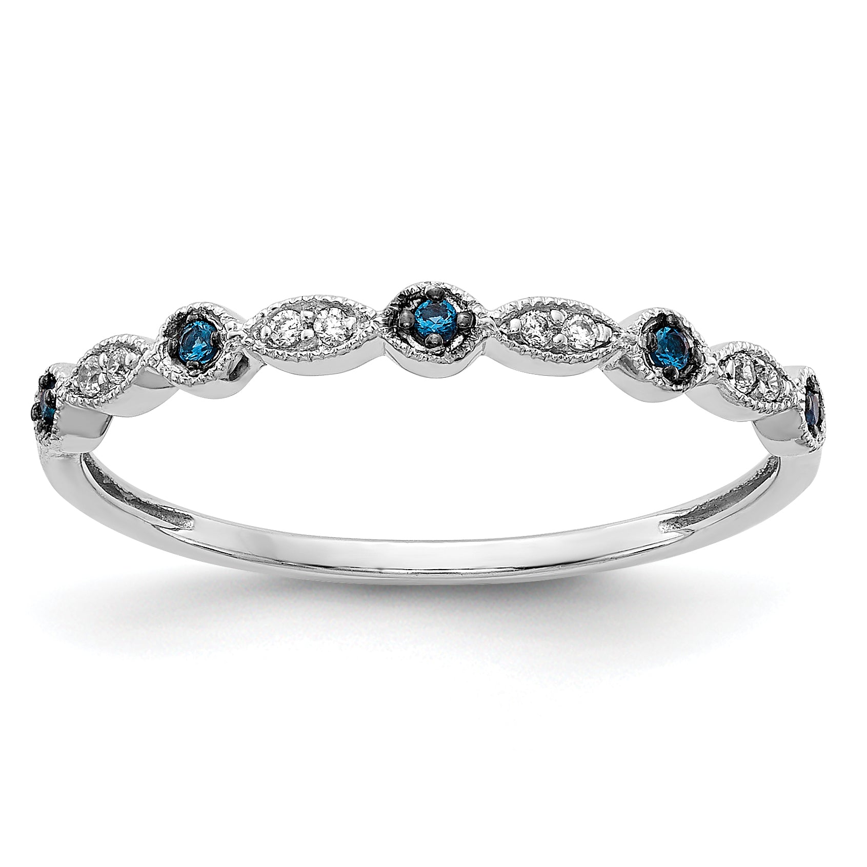 10k White Gold Blue/White Diamond Fancy Band